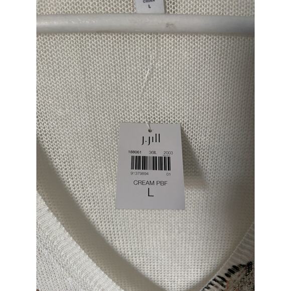 J. Jill Sweater Large Floral Lightweight Vneck Relaxed New Linen Blend - Picture 8 of 14